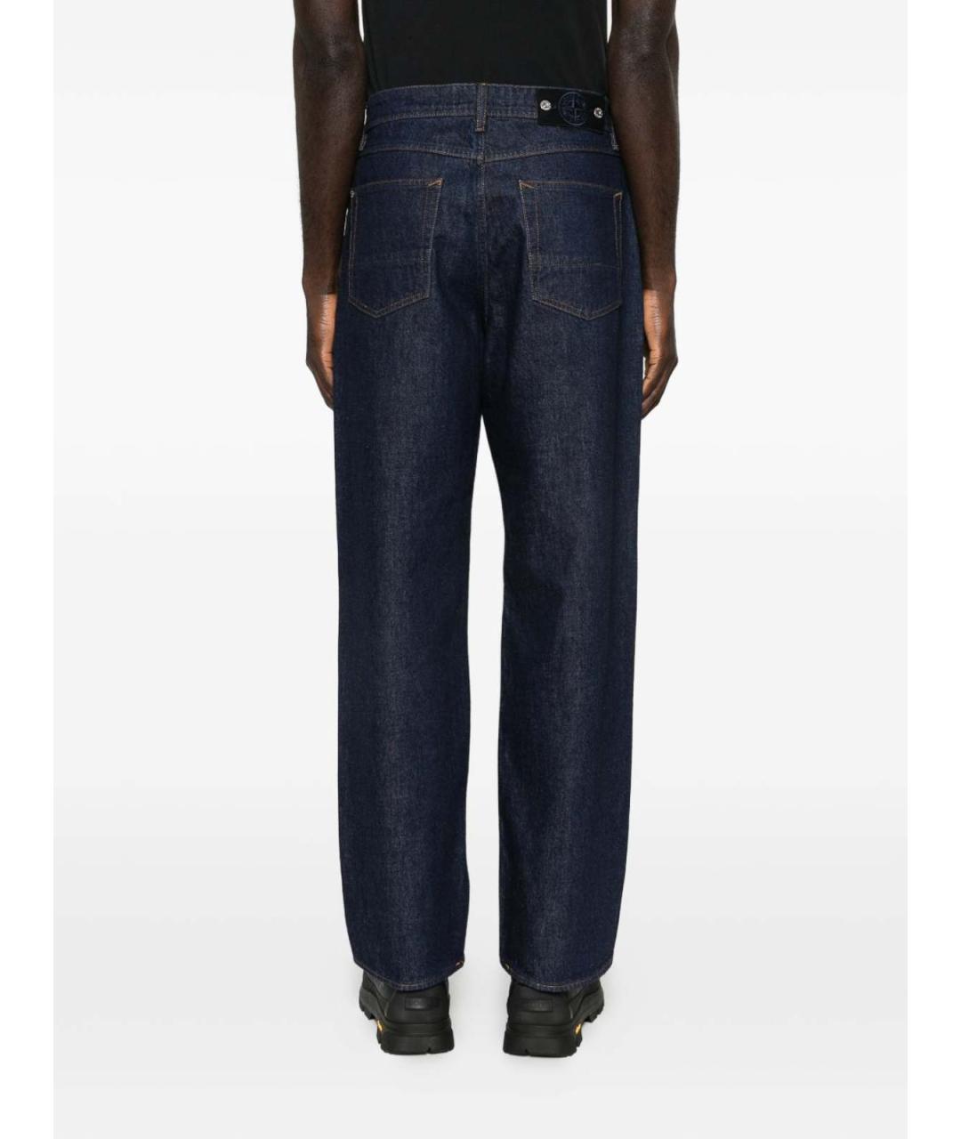 STONE ISLAND Темно-синие хлопковые прямые джинсы, фото 5