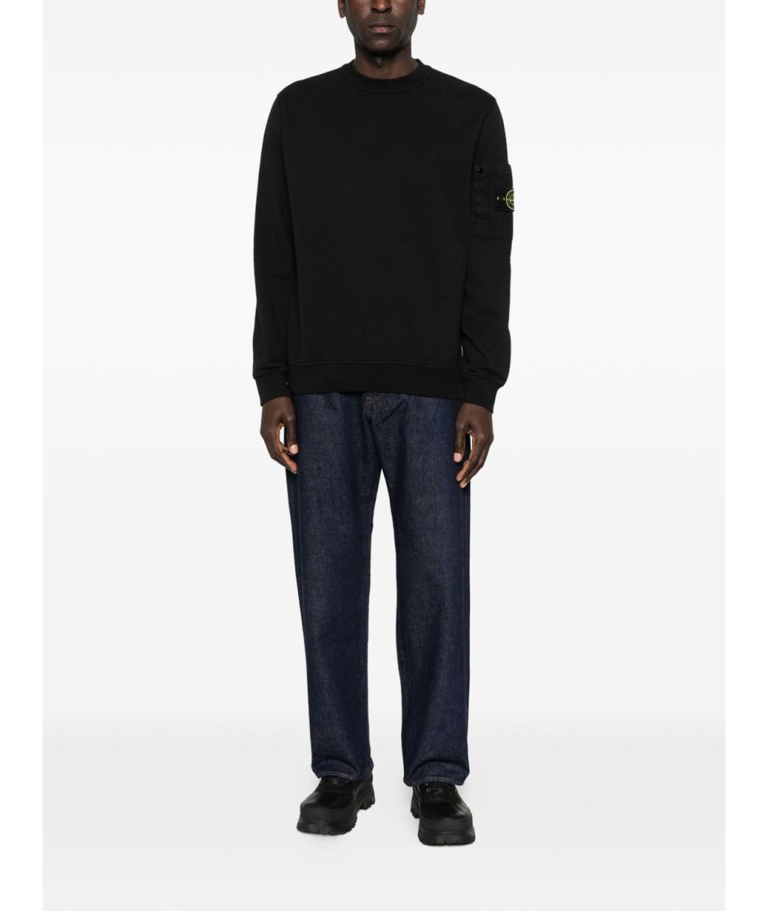 STONE ISLAND Темно-синие хлопковые прямые джинсы, фото 3