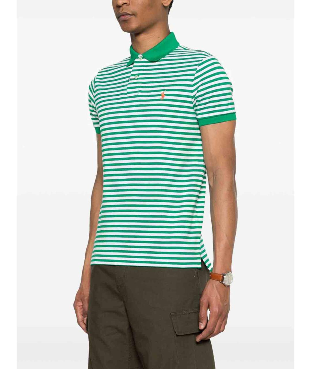 POLO RALPH LAUREN Зеленое хлопковое поло с коротким рукавом, фото 3