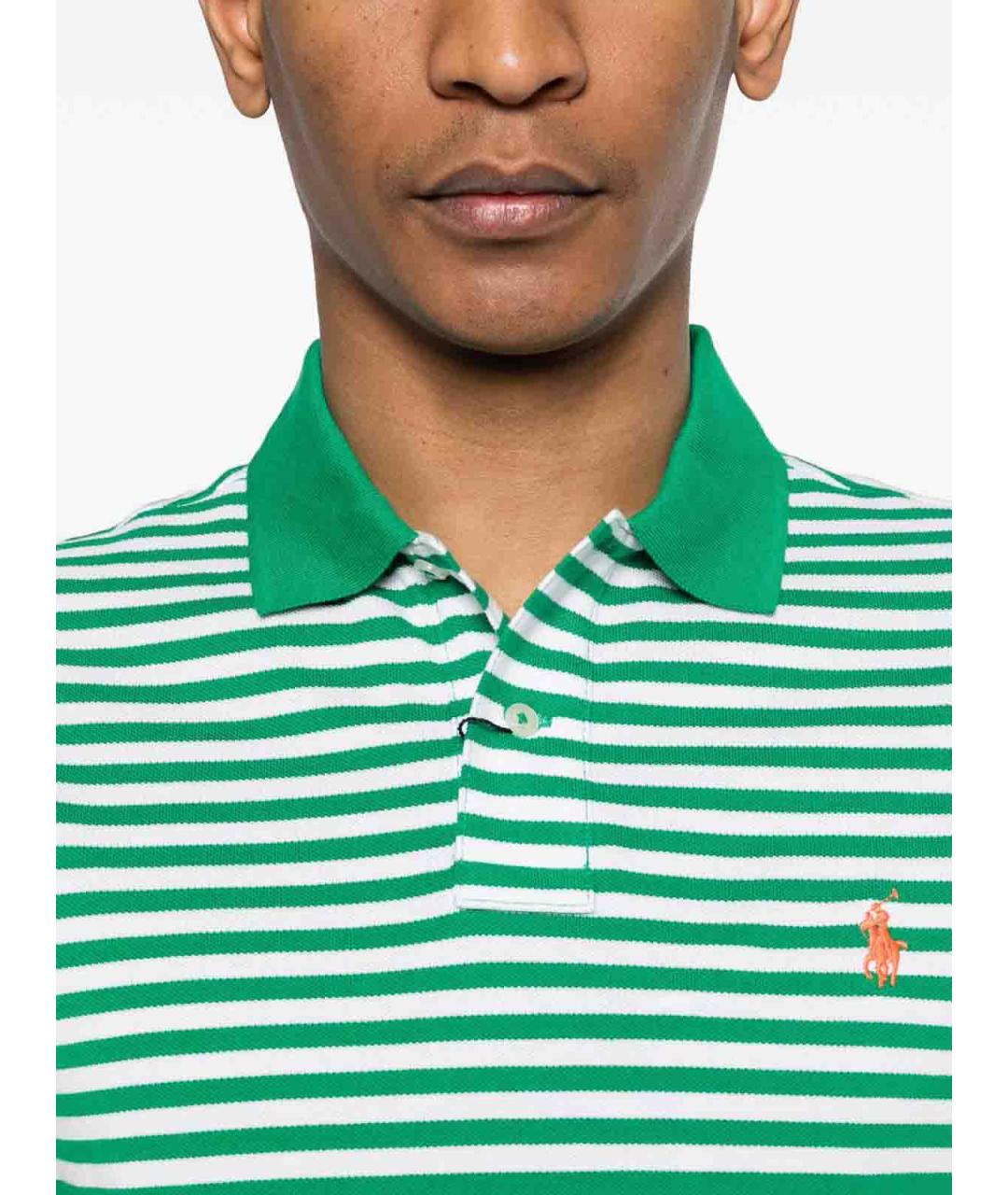 POLO RALPH LAUREN Зеленое хлопковое поло с коротким рукавом, фото 5