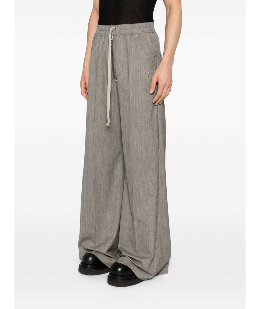 RICK OWENS Серые шерстяные повседневные брюки, фото 4