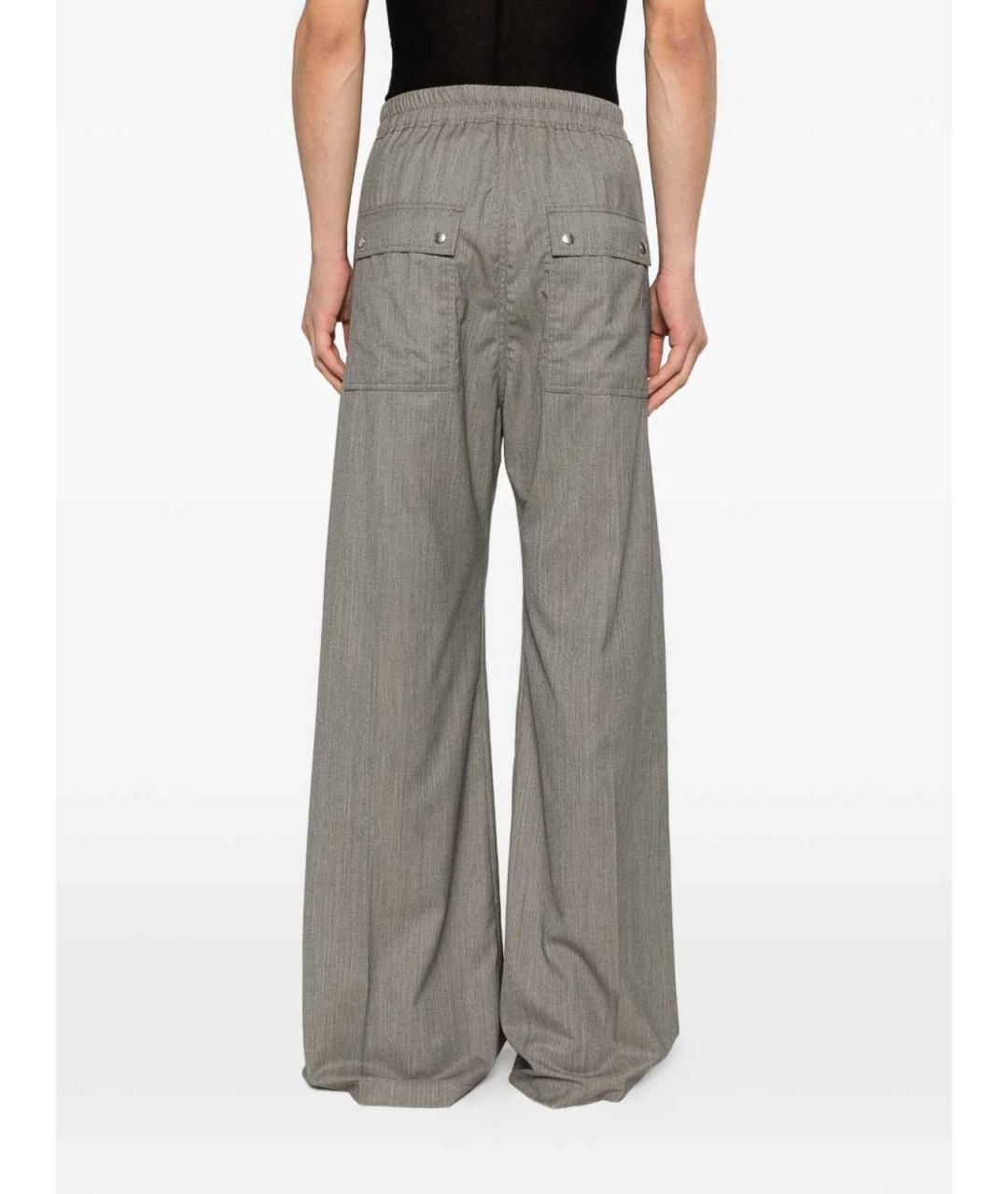 RICK OWENS Серые шерстяные повседневные брюки, фото 3