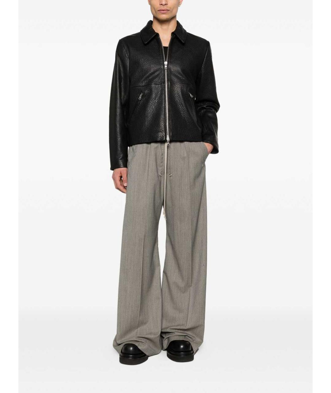 RICK OWENS Серые шерстяные повседневные брюки, фото 2