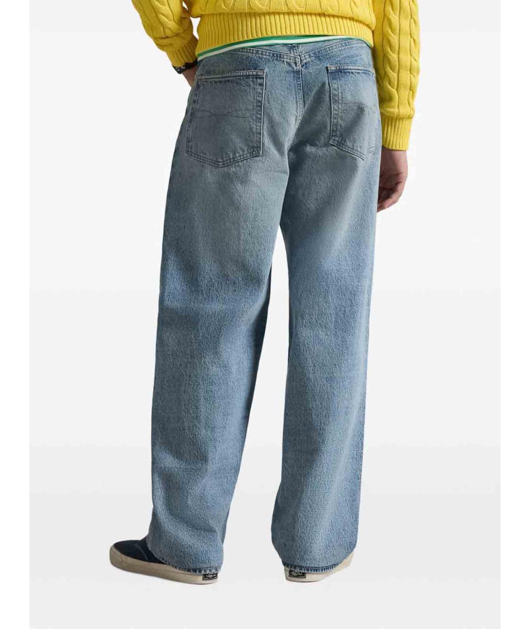 POLO RALPH LAUREN Голубые хлопковые прямые джинсы, фото 2