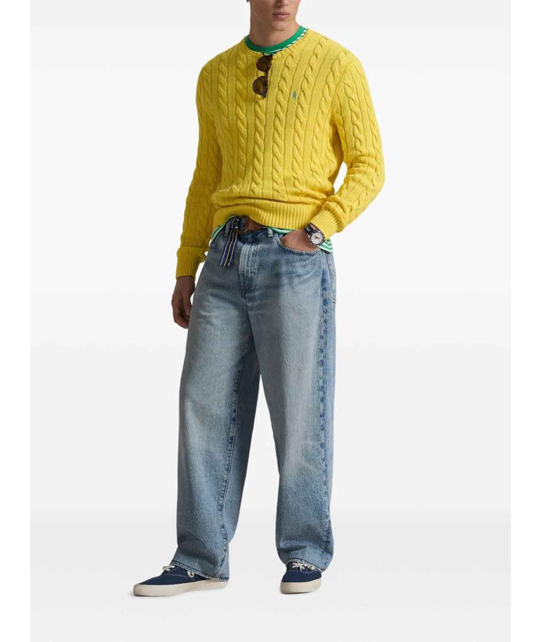 POLO RALPH LAUREN Голубые хлопковые прямые джинсы, фото 3