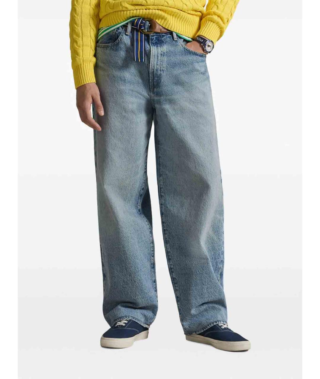 POLO RALPH LAUREN Голубые хлопковые прямые джинсы, фото 4