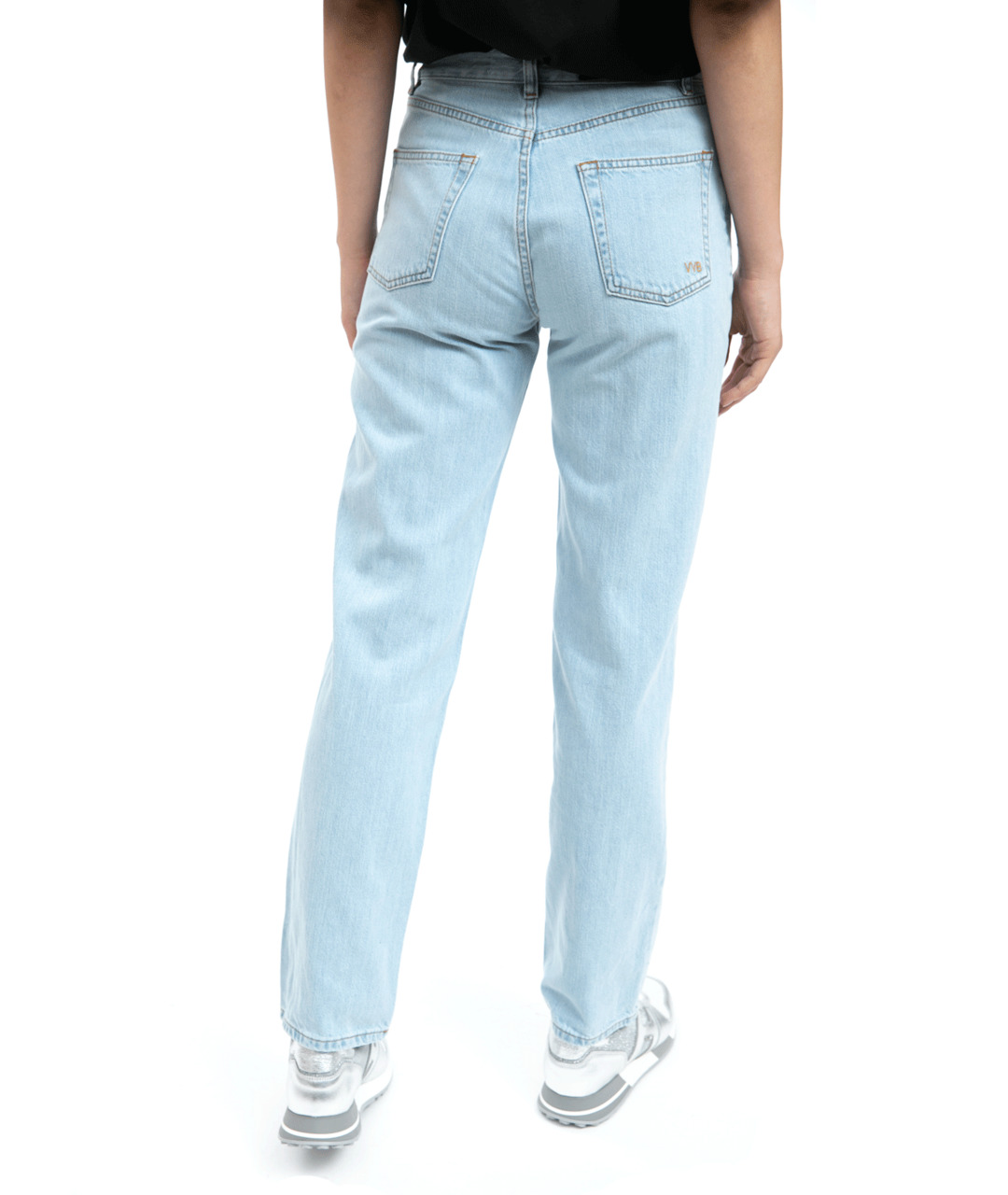 VICTORIA BECKHAM Голубые хлопковые прямые джинсы, фото 4