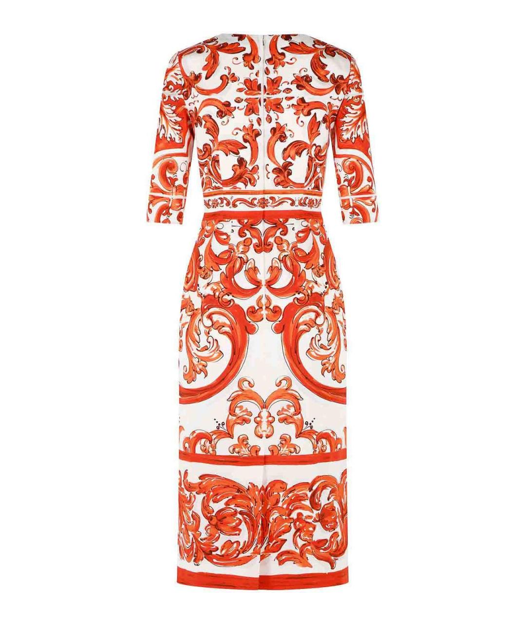 DOLCE&GABBANA Оранжевое шелковое повседневное платье, фото 2