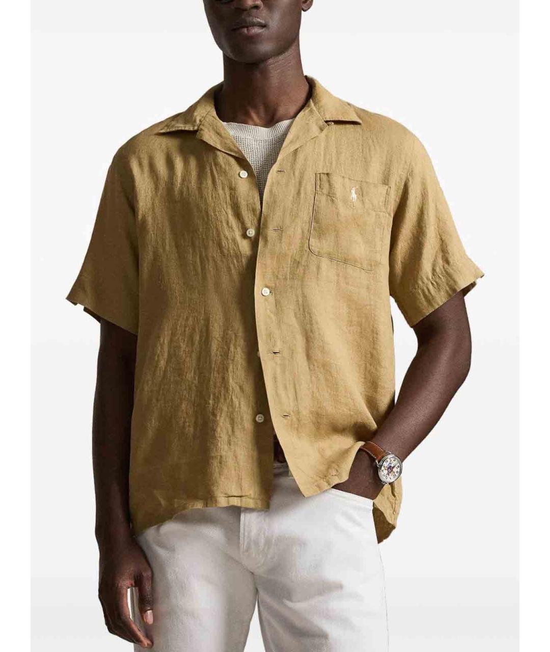 POLO RALPH LAUREN Коричневая льняная кэжуал рубашка, фото 3