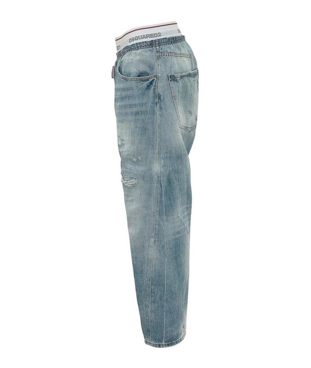 DSQUARED2 Синие хлопковые прямые джинсы, фото 3