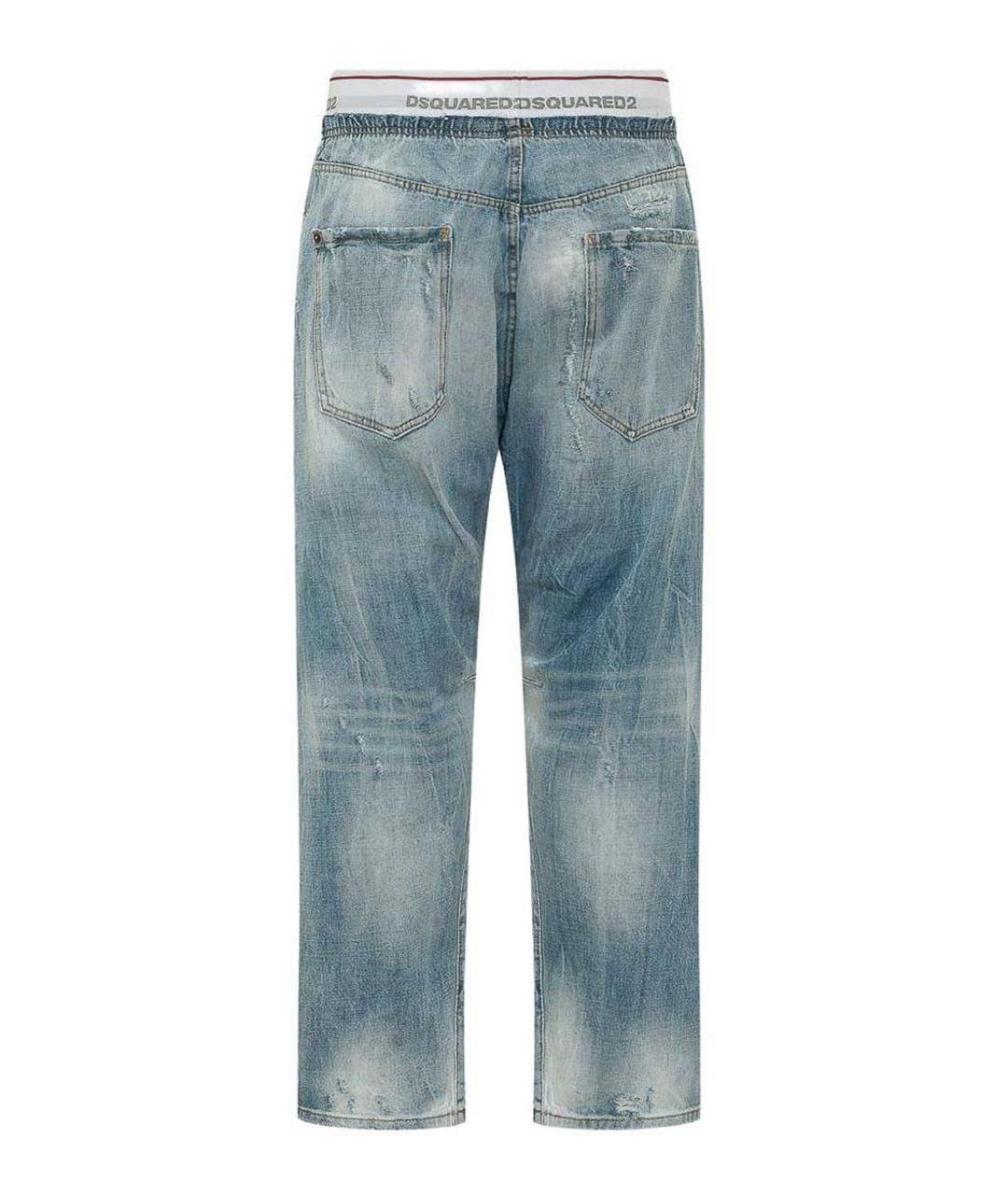 DSQUARED2 Синие хлопковые прямые джинсы, фото 2