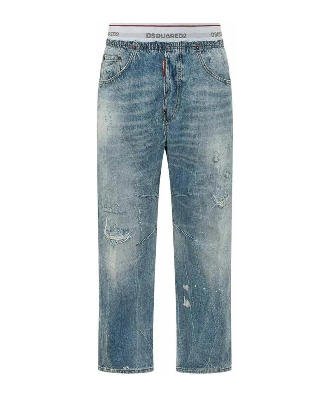 DSQUARED2 Синие хлопковые прямые джинсы, фото 1