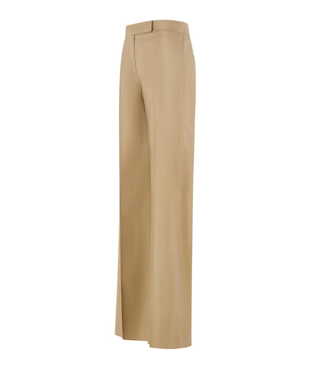 MAX MARA Бежевые шерстяные брюки широкие, фото 3