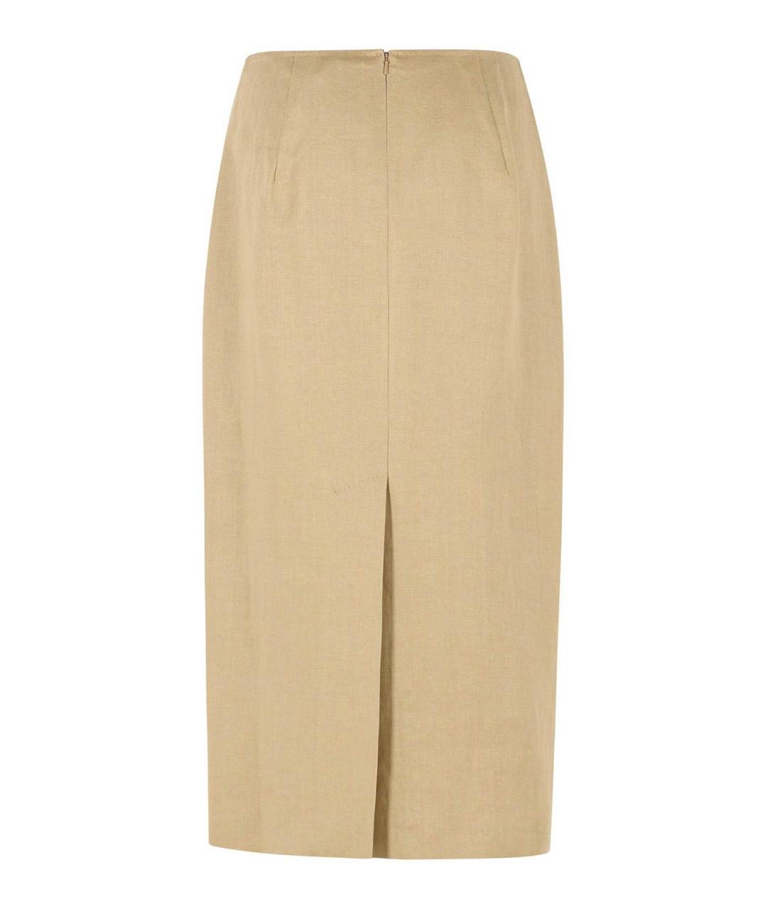 MAX MARA Бежевая льняная юбка макси, фото 2