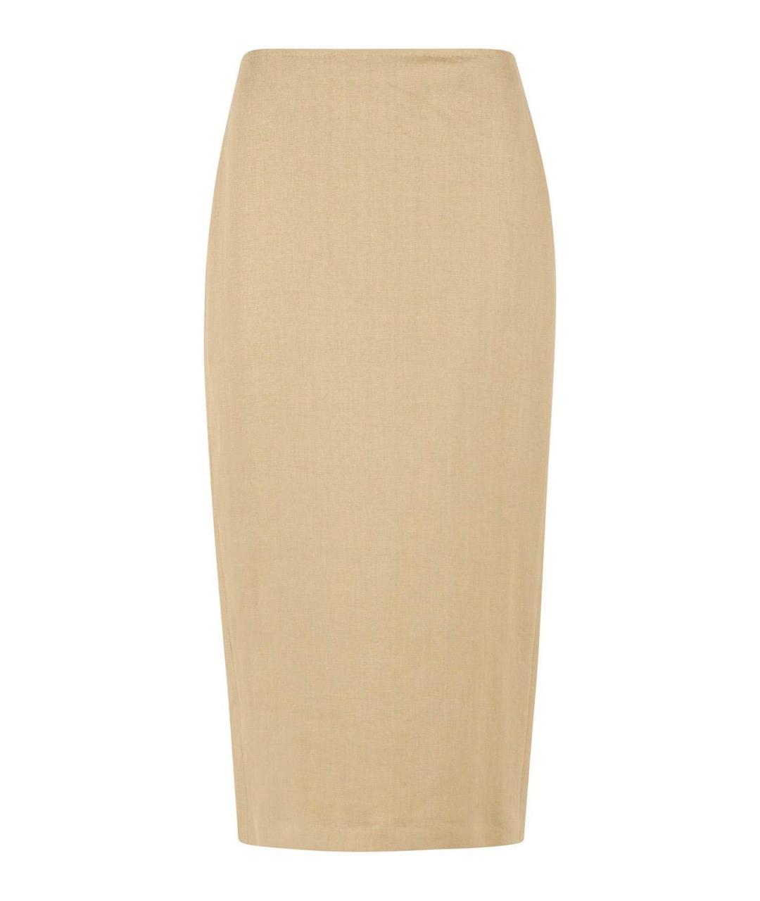 MAX MARA Бежевая льняная юбка макси, фото 1
