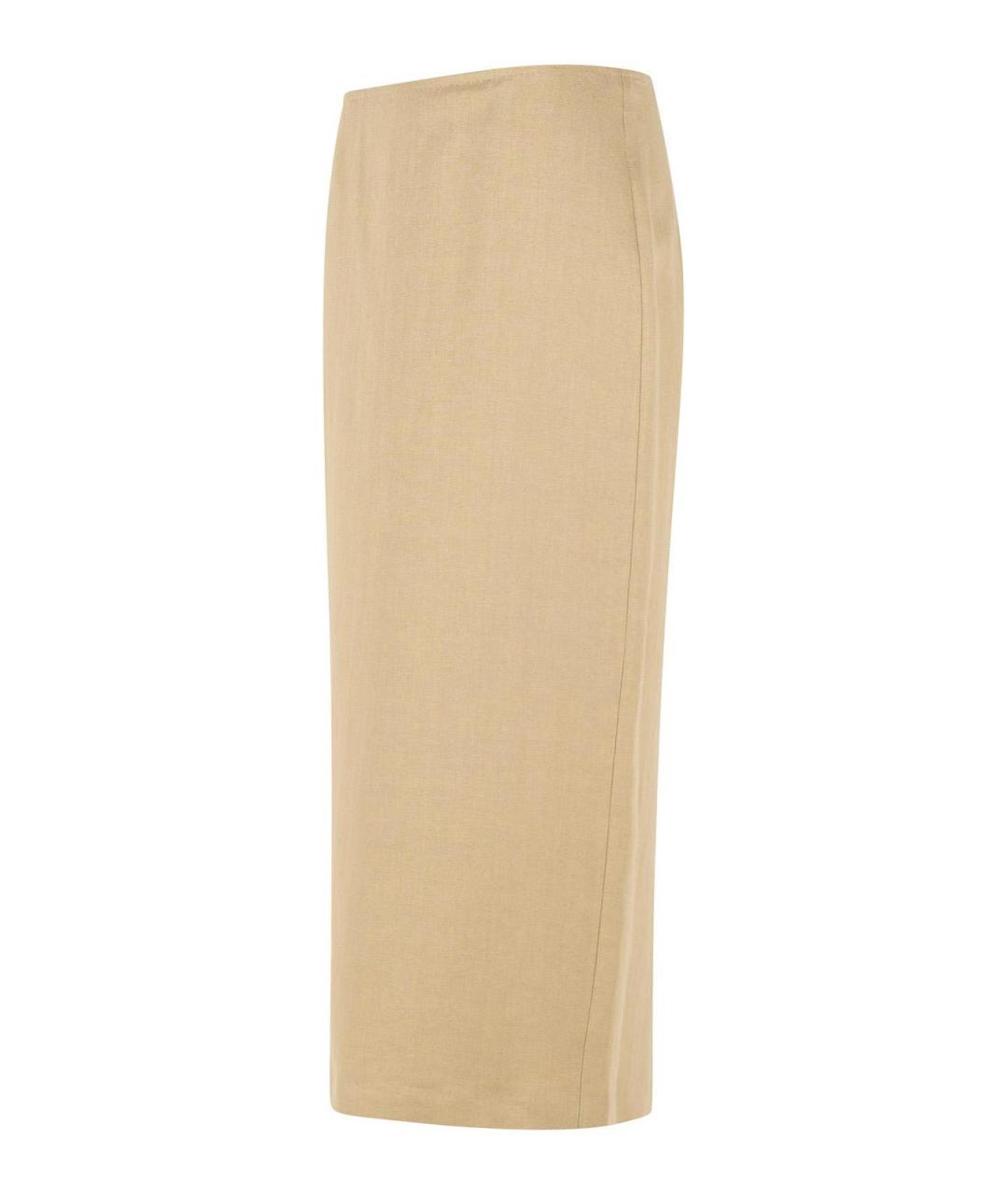 MAX MARA Бежевая льняная юбка макси, фото 3