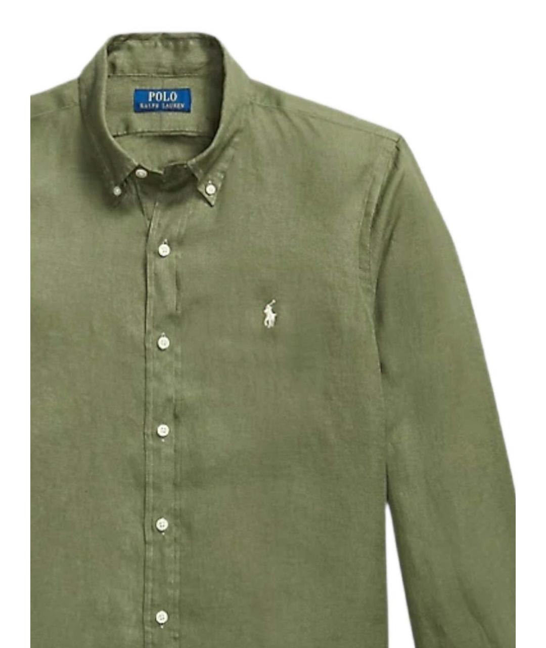 POLO RALPH LAUREN Зеленая льняная кэжуал рубашка, фото 2
