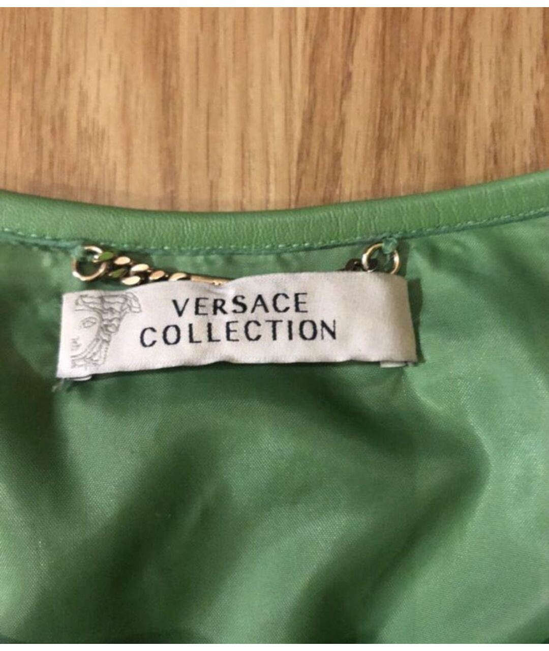VERSACE COLLECTION Зеленая кожаная куртка, фото 4