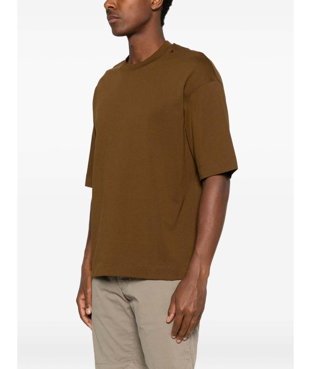 EMPORIO ARMANI Коричневая хлопковая футболка, фото 3