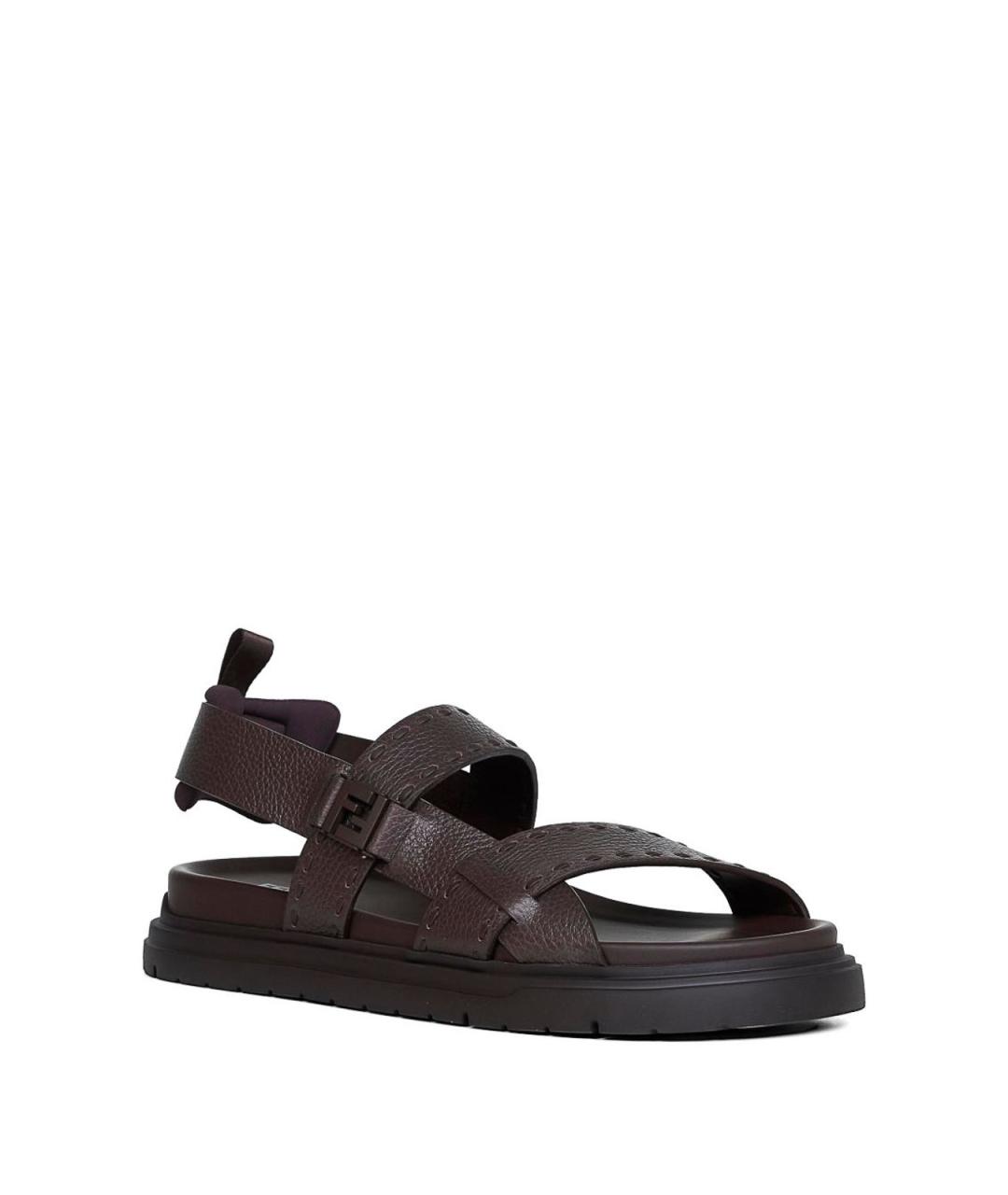 FENDI Коричневые кожаные сандалии, фото 2