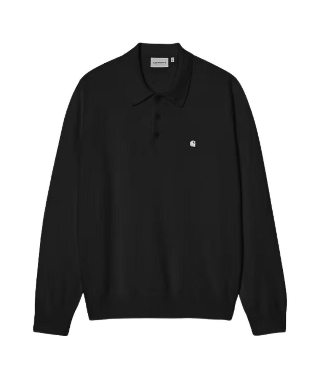 CARHARTT Черное хлопковое поло с длинным рукавом, фото 1