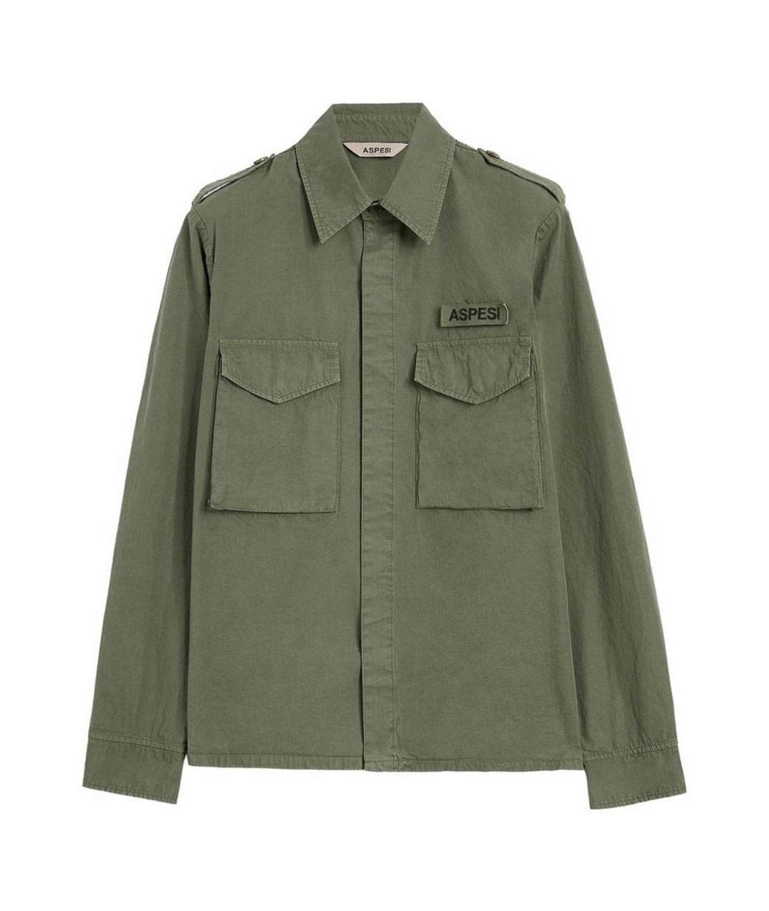 ASPESI Зеленая хлопковая кэжуал рубашка, фото 1