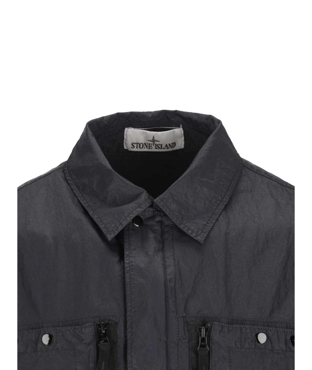 STONE ISLAND Темно-синяя синтетическая куртка, фото 4