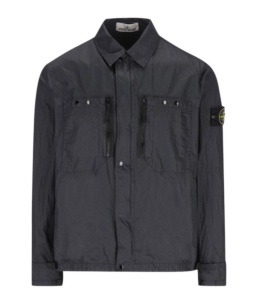 STONE ISLAND Темно-синяя синтетическая куртка, фото 1