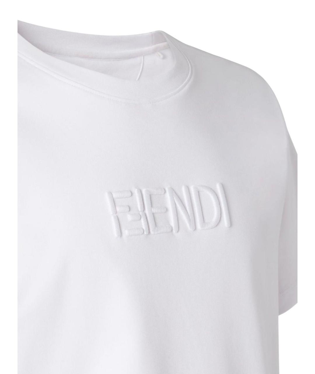 FENDI Белая хлопковая футболка, фото 2