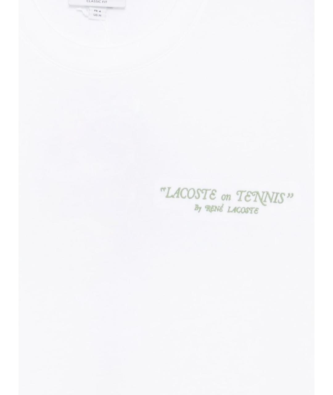 LACOSTE Белая хлопковая футболка, фото 3