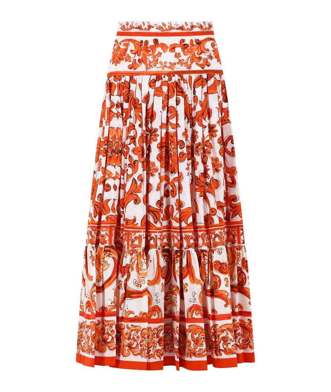 DOLCE&GABBANA Оранжевая хлопковая юбка макси, фото 1