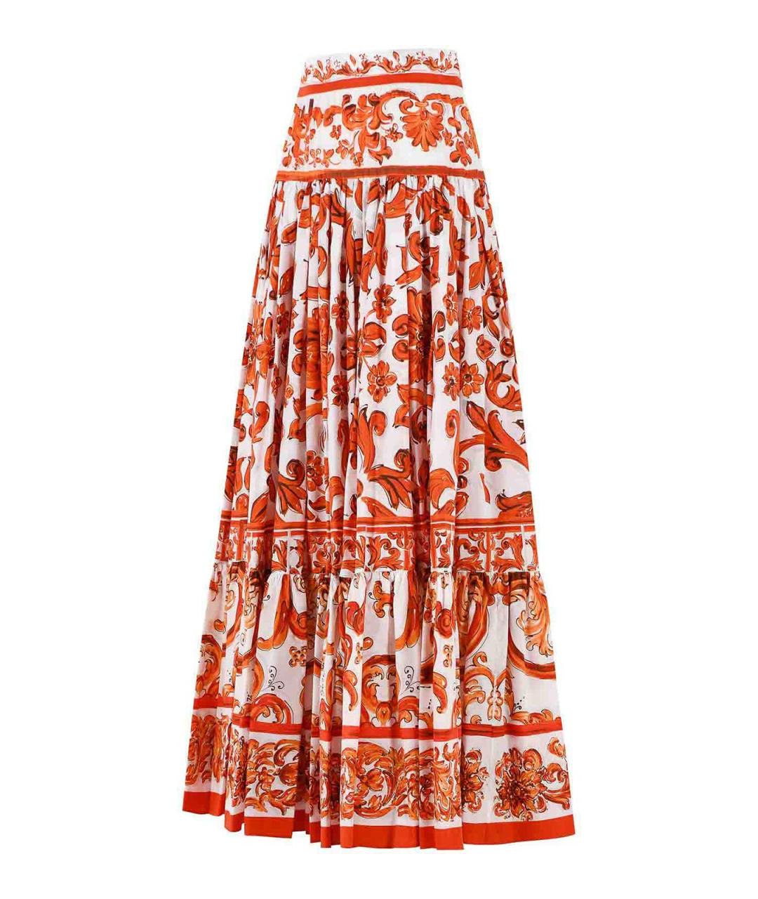 DOLCE&GABBANA Оранжевая хлопковая юбка макси, фото 3