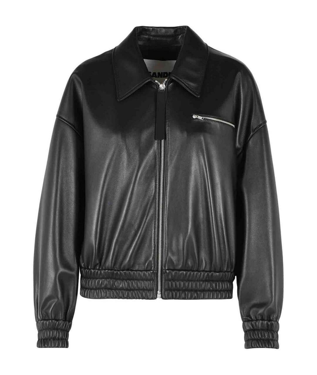 JIL SANDER Черная кожаная куртка, фото 1