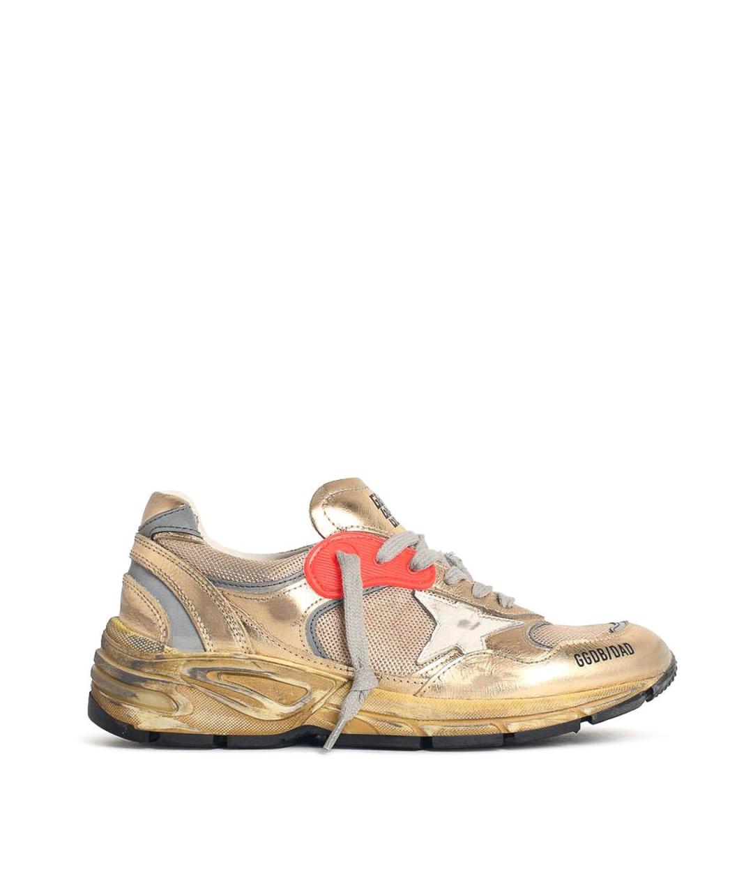 GOLDEN GOOSE Золотые кожаные кроссовки, фото 1