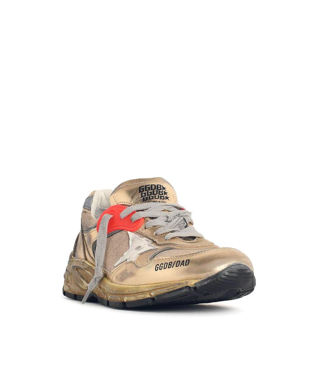 GOLDEN GOOSE Золотые кожаные кроссовки, фото 2