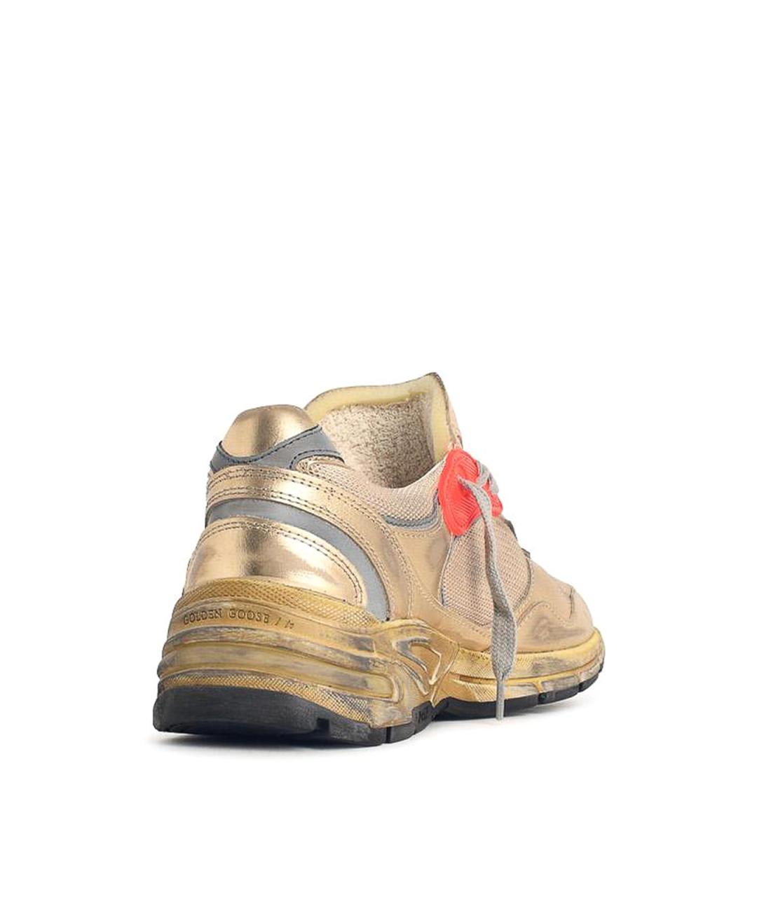 GOLDEN GOOSE Золотые кожаные кроссовки, фото 3
