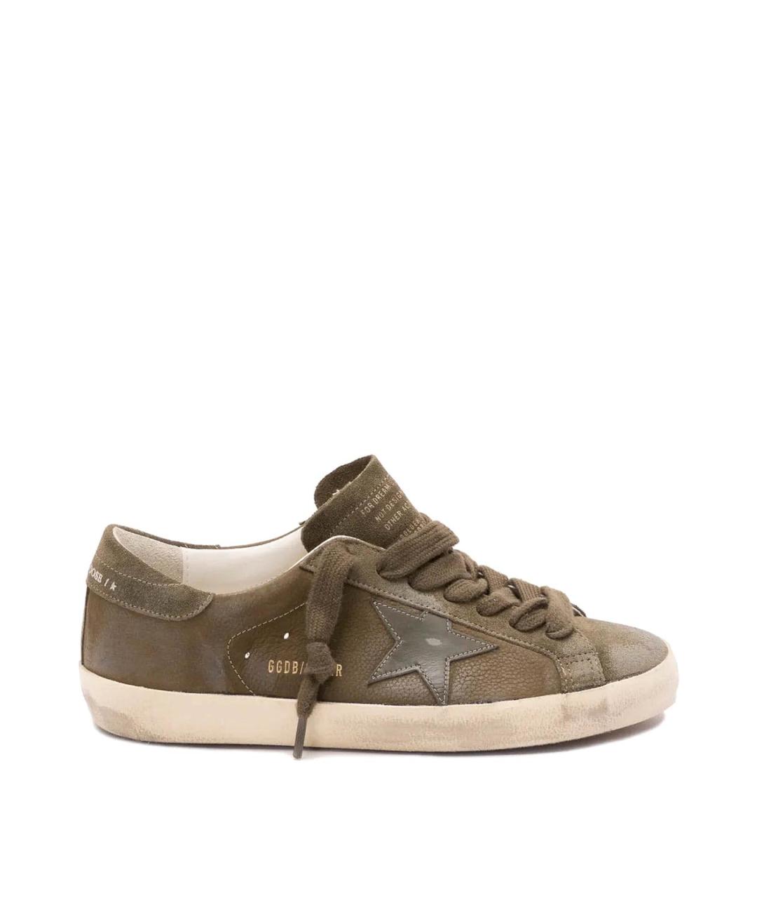 GOLDEN GOOSE Зеленые кожаные низкие кроссовки / кеды, фото 1