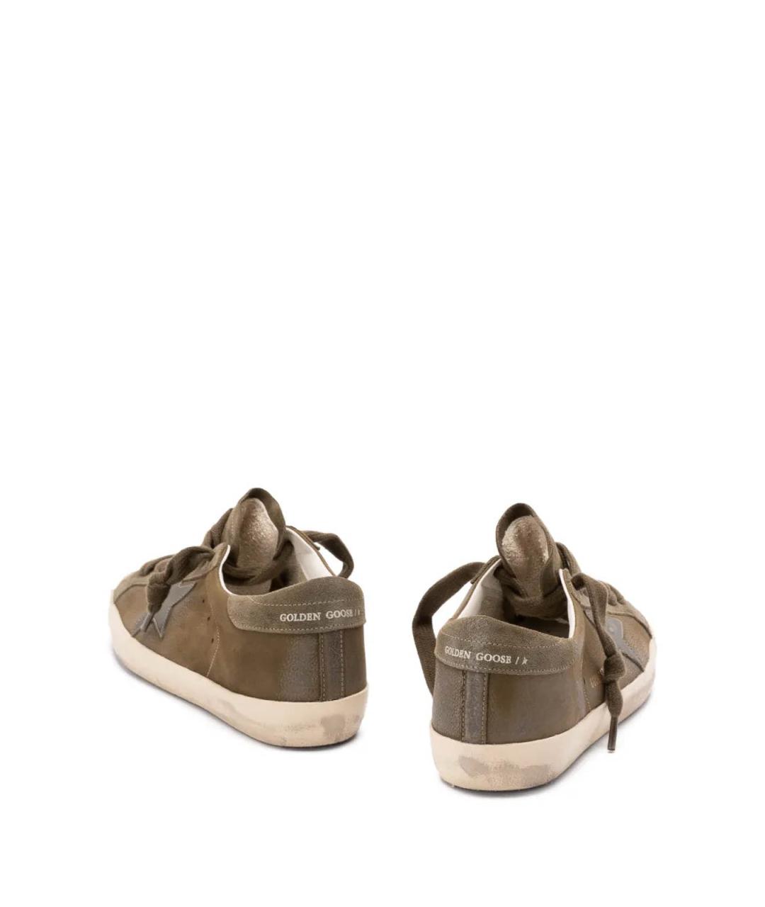 GOLDEN GOOSE Зеленые кожаные низкие кроссовки / кеды, фото 4