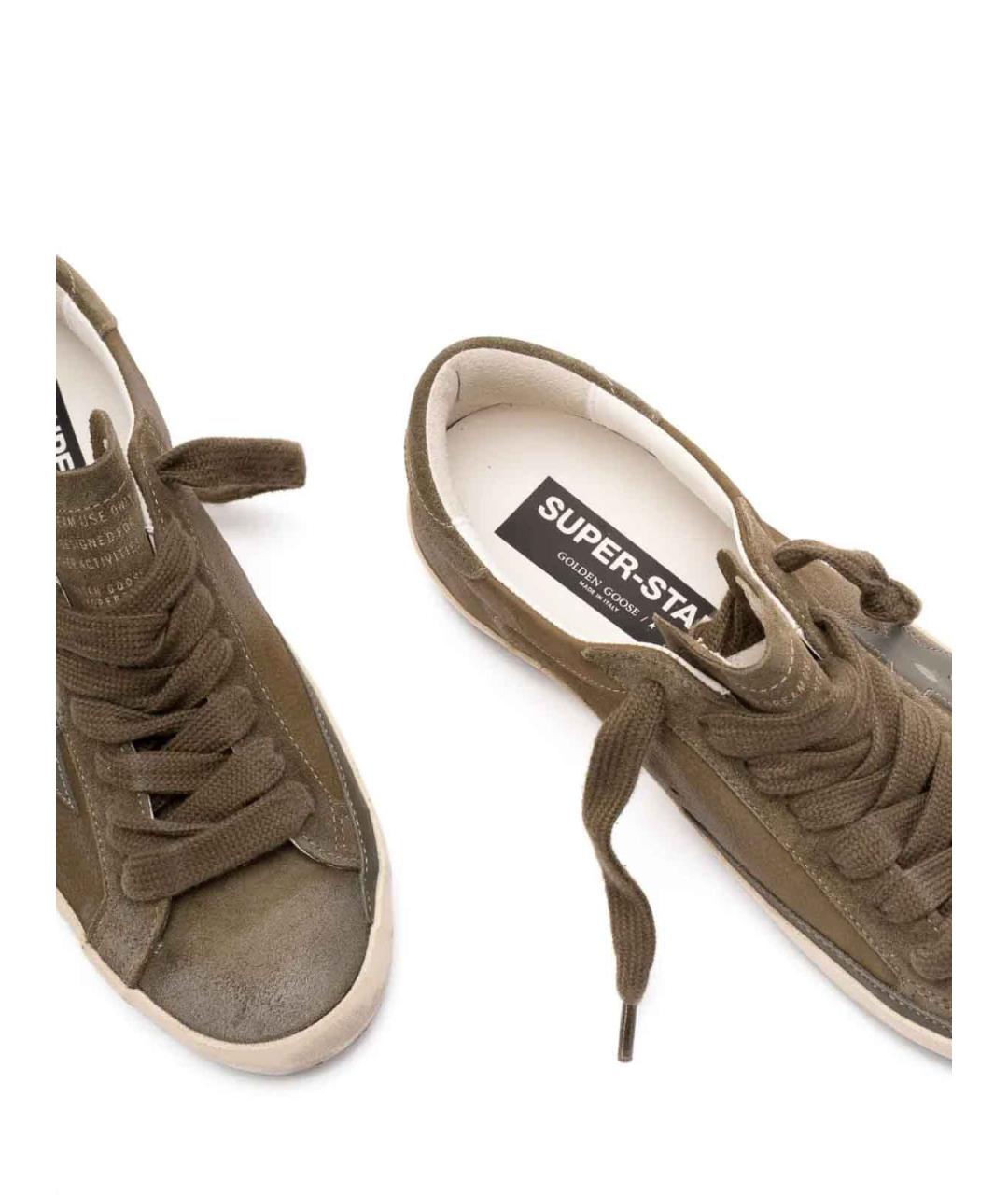 GOLDEN GOOSE Зеленые кожаные низкие кроссовки / кеды, фото 3