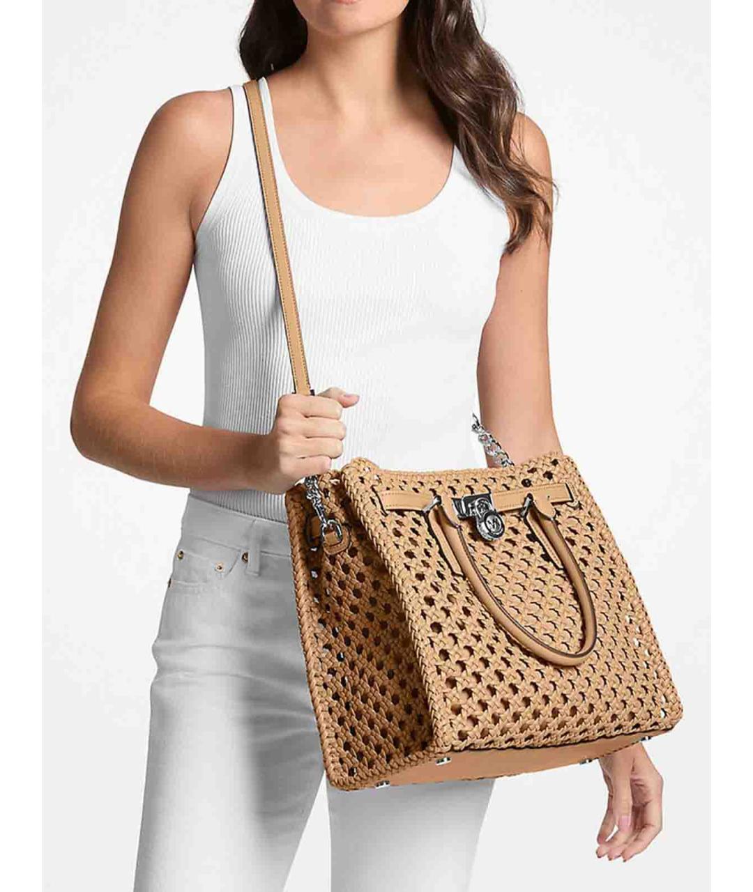 MICHAEL KORS Бежевая тканевая сумка тоут, фото 3