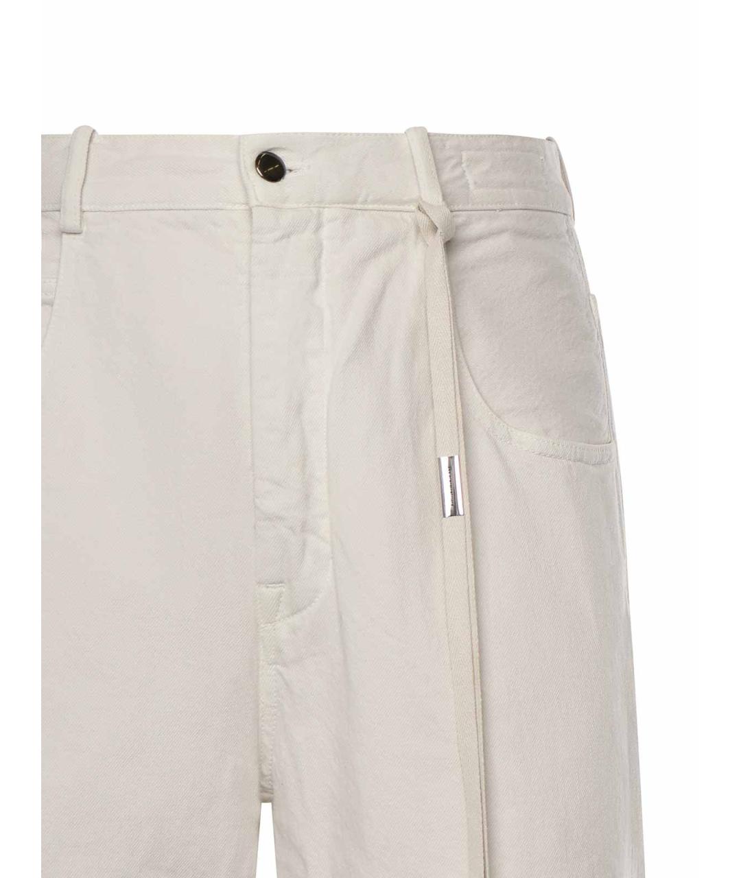 ANN DEMEULEMEESTER Белые хлопковые повседневные брюки, фото 3