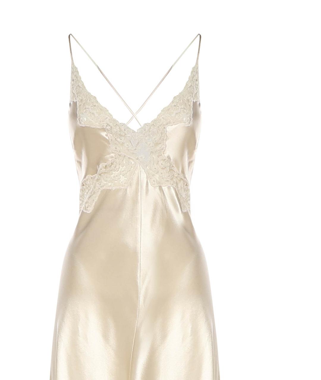 ALBERTA FERRETTI Белое шелковое платье, фото 3