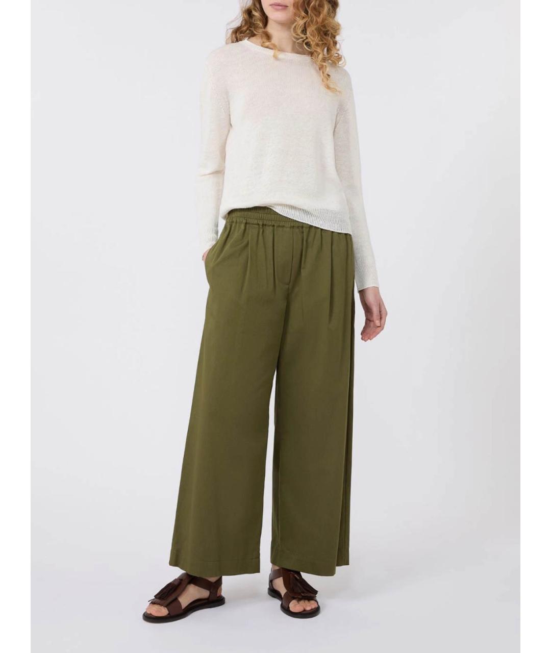 WEEKEND MAX MARA Хаки хлопковые брюки широкие, фото 2
