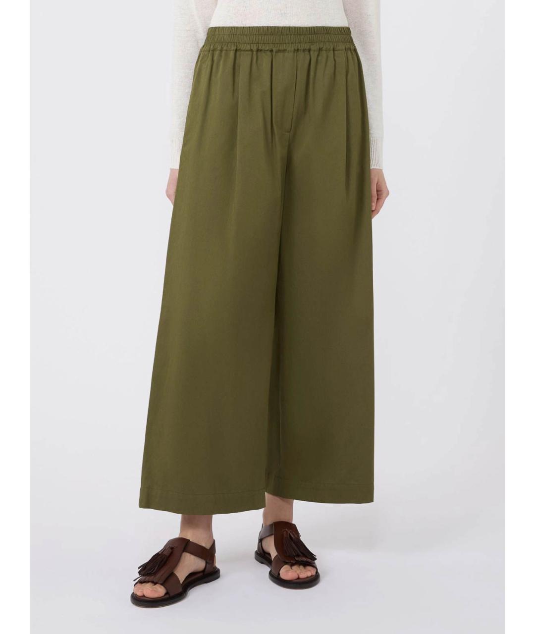 WEEKEND MAX MARA Хаки хлопковые брюки широкие, фото 3