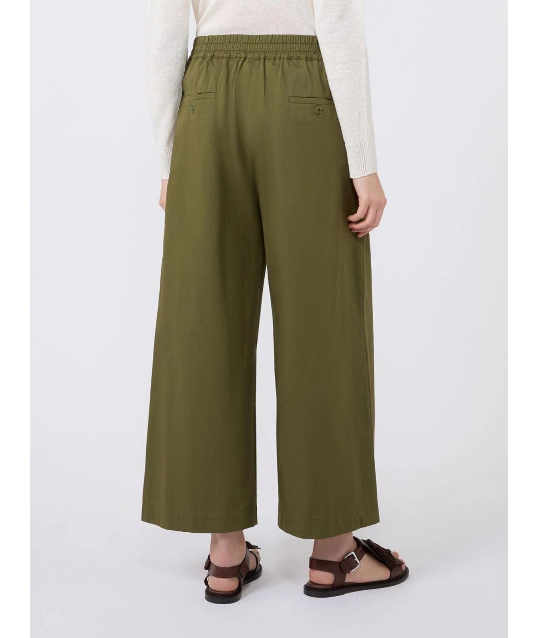 WEEKEND MAX MARA Хаки хлопковые брюки широкие, фото 4