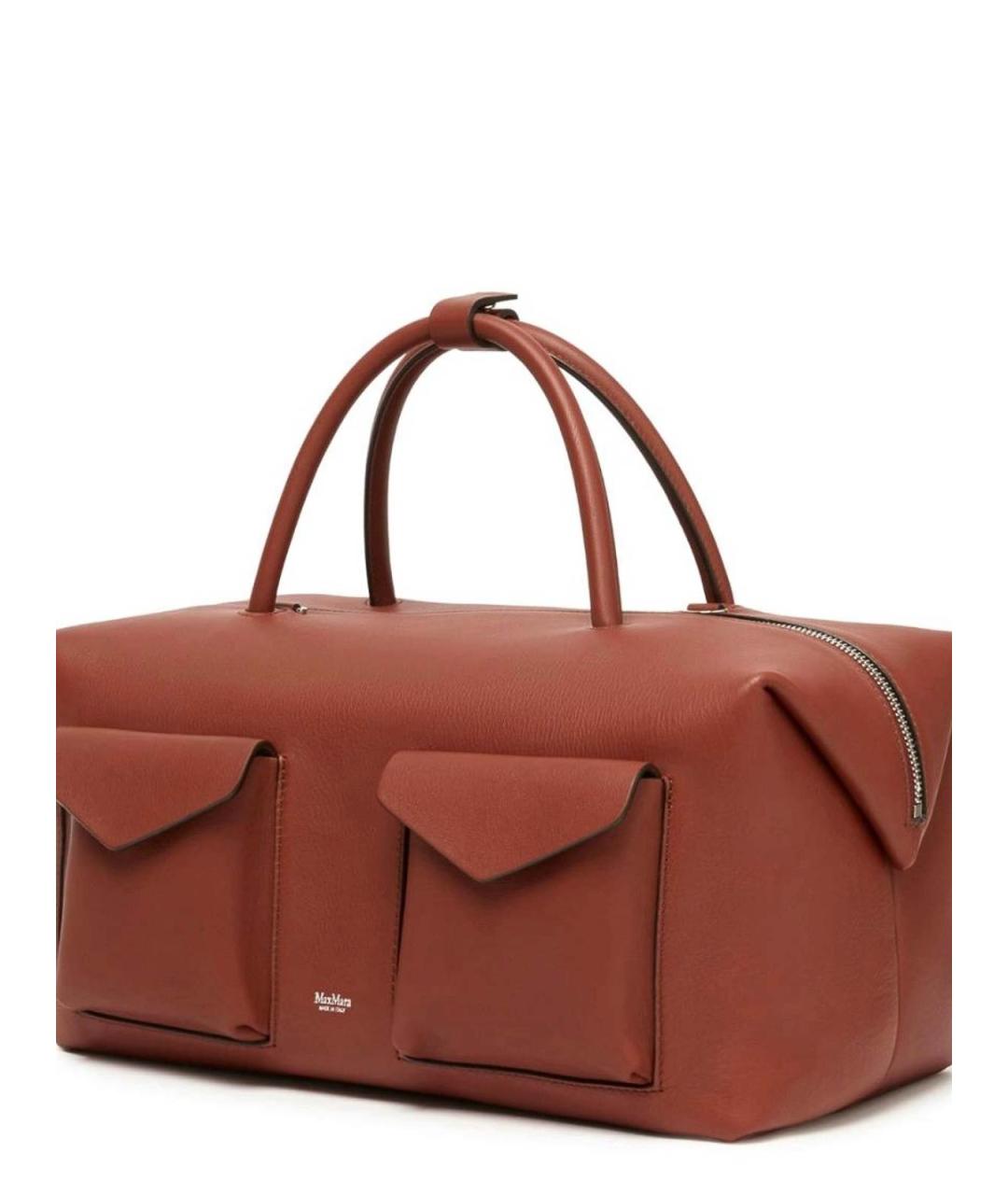 MAX MARA Оранжевая кожаная сумка с короткими ручками, фото 2