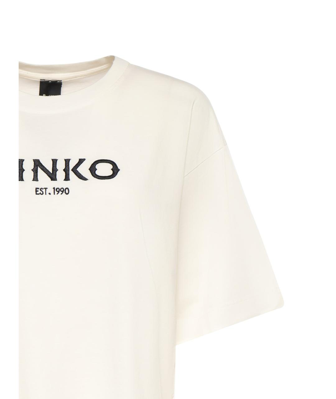 PINKO Белая хлопковая футболка, фото 3