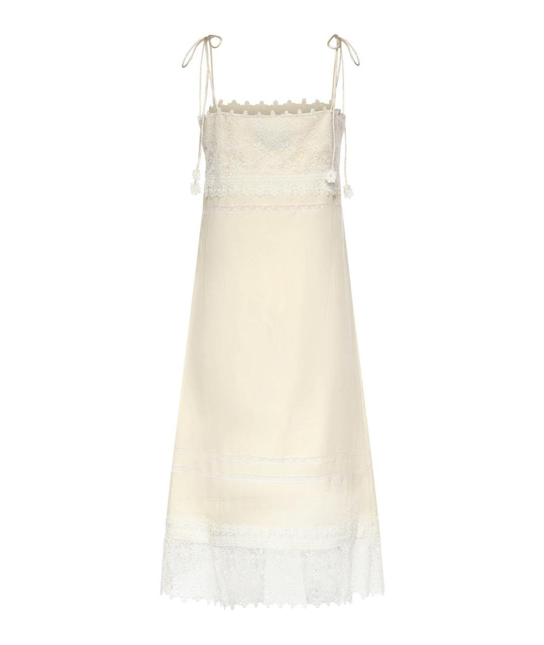 VALENTINO Белое льняное повседневное платье, фото 2