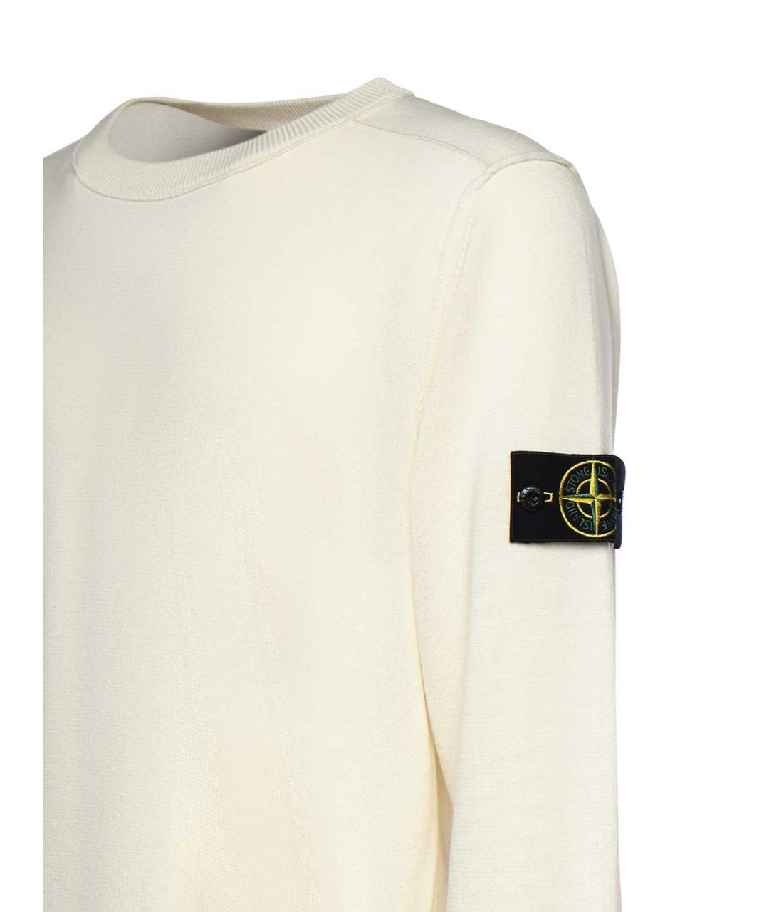STONE ISLAND Бежевый хлопковый джемпер / свитер, фото 3