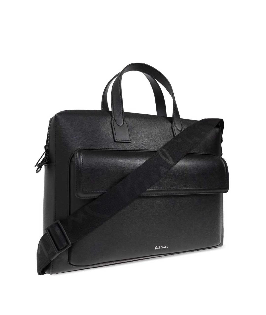 PAUL SMITH Черный кожаный портфель, фото 5